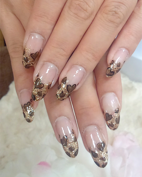 ラメグラデ＋ひょう柄